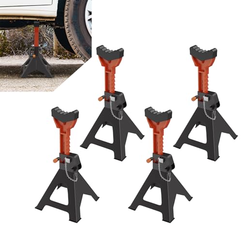 Froadp 4 cavalletti di sostegno 3T regolabili in altezza 28-42 cm, cavalletti di sostegno con paletta di sicurezza e cuscinetti in gomma antiscivolo, cavalletto professionale per auto, camion e camper
