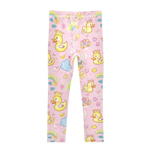 Funny Ducks Girls' Leggings Toddler Doodles Hearts Flowers Kids Yoga Pants Dance Active Tights 4T2