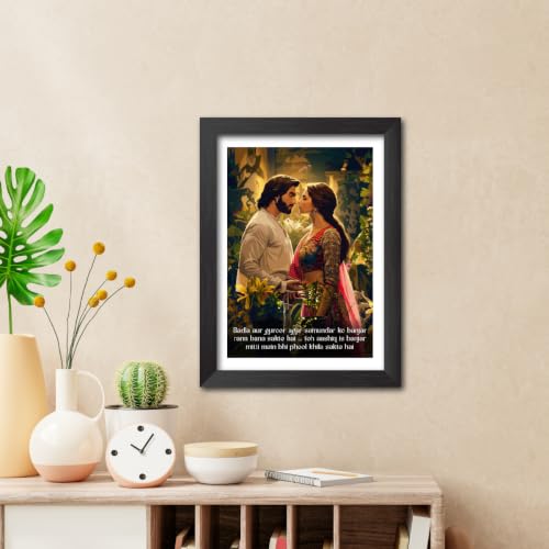 Image of TenorArts Ram Leela Poster Bollywood Movie Vector Art Posters Photo Framed Painting With Black Wooden Textures (12inches x 9inches)