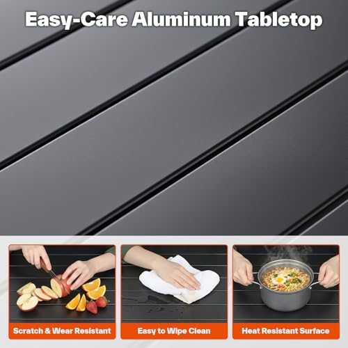 Sportneer Campingtisch Klapptisch Camping, Aluminium Klapptisch Camping Tisch Faltbarer Picknick-Tisch Tragbarer Gartentisch für Camping Picknick Kochen Garten Wandern Reisen,S,Ohne Abnehmbares Netz