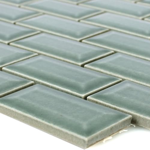 Mosafil Keramikmosaik Fliesen Metro Facette Petrol Glänzend...