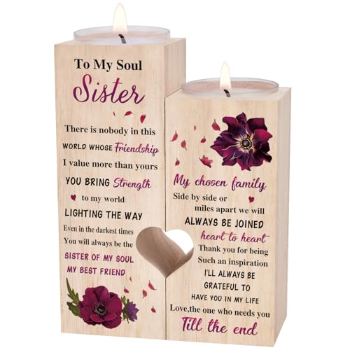 Soul Sister Gifts?Birthday Gifts for Women Best Friend - Dictionary Style Friendship Gifts for Soul Sister, Besties Gifts for Friend Female, BFF Gifts, Cute Soul Sister Wooden Candle Holders