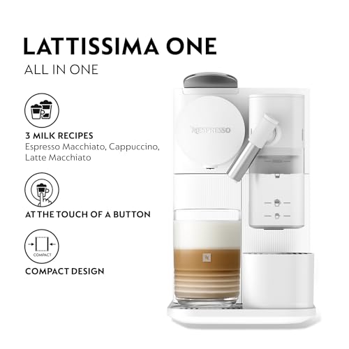 Image of Nespresso Lattissima One Coffee Machine (Porcelain White) with 2 Coffee Sleeves | Cappuccino & Latte Maker | One‑Touch Milk Coffee Solution for Home | 2‑Year Warranty | Authorized Distributor