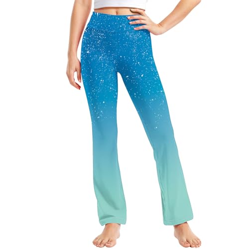 Toddler Girls Gradient Sequins Print Yoga Pants Teens Comfort High Waisted Active Straight Leggings for Kids 2-13 Years