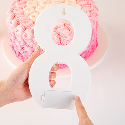 Image of Restaurantware Illumify 7.1 x 1.2 x 8.7 Inch Light Up Number 1 Durable Marquee LED Light - Number 8 Touchproof White Plastic Party Light Keyhole Slot For Parties Weddings Or Special Events