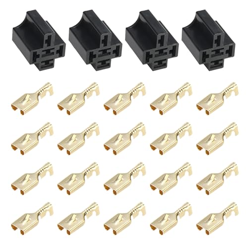 Image of 4 Sets Car Relay Plug Holders with 6.3mm Terminals for 4 Pin 5 Pin Relays 10A 12V/24V Automotive Relay Socket Base Connector Replacement Parts