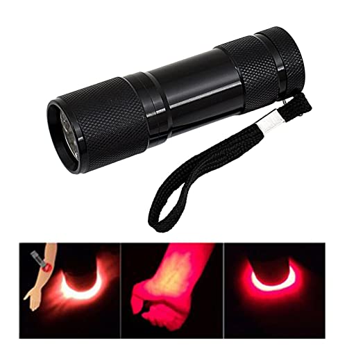 TTCPUYSA 9 LED 670nM Red Beam Light Flashlight Against Deteriorating Eyesight Red Torch