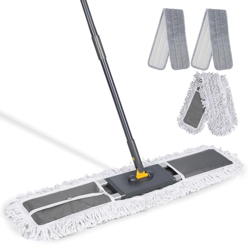 MASTERTOP 80cm Serpillère Professionnelle en Aluminium, Balai Commercial avec Manche Télescopique, Vadrouille Industriel Rotative 360° pour Bureau,...