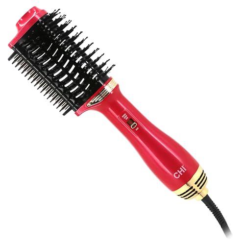 CHI Volume Styler Blowout Brush for Amplified Volume Heated Comb to Smoothen & Straighten Hair 2-in-1 Hair Tool Pink