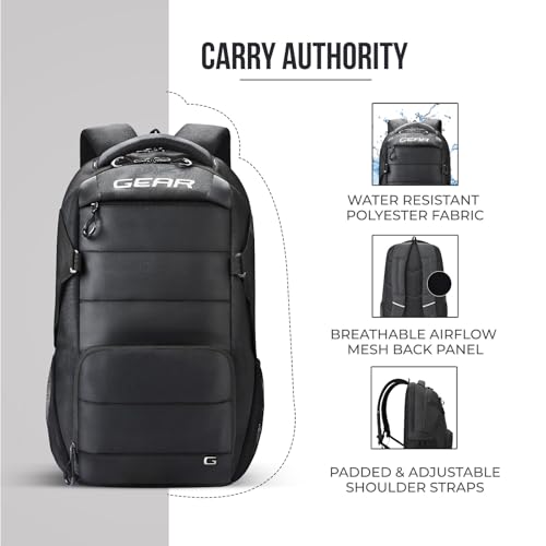 Gear Aspire 19”/30L Black Water Resistant Laptop Backpack Black Black - Image 5