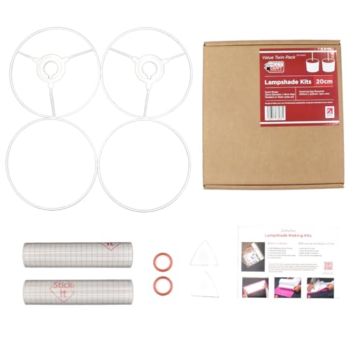 Needcraft - Kit per la realizzazione di paralumi a tamburo, confezione da 2, da utilizzare con lampade a sospensione, lampade da tavolo e da terra, a forma di cerchio a tamburo, uso fai da te con