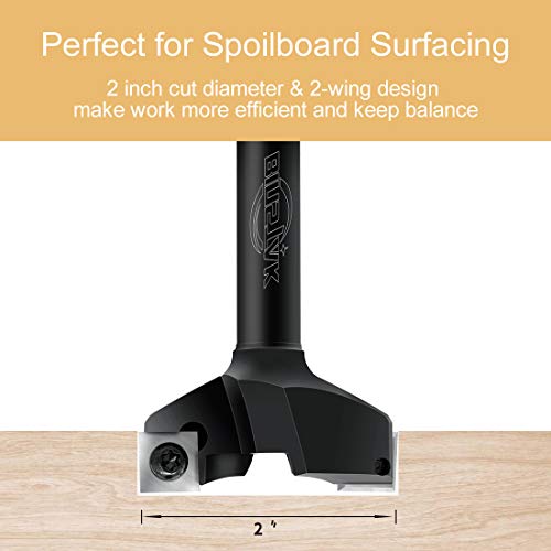 Cnc Spoilboard Surfacing Router Bit, 1/2" Shank 2" Cutting Diameter, Insert Carbide Slab Flattening Router Bit Planing Bit Wood Planer Bit Woodworking Tools By Binstak #TOP2
