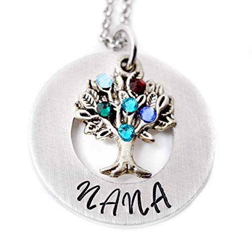 Personalized Family Tree Nana Necklace, Grandma Birthstone Jewelry, Gift for Grandma, Gift for Mom