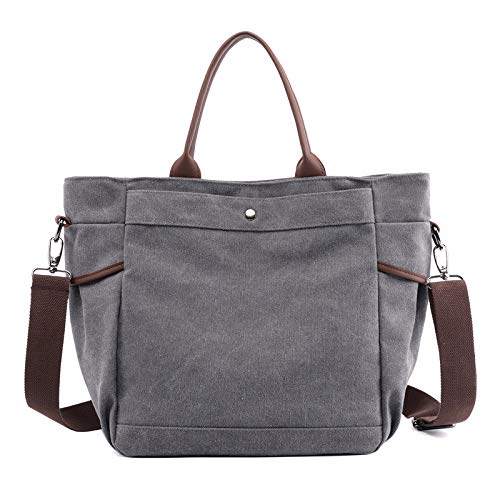 YNNB Sac à Main pour Femmes, Toile Dames Sac à bandoulière Hobo Vintage Shopper Bag Stylis Bandoulière Sac Messenger Sacs pour Quotidien Bureau École Voyage,Gray