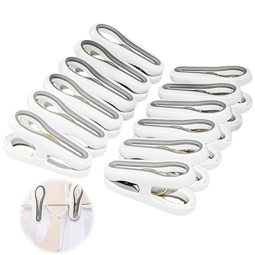 PAVIKE洗濯バサミ 12個セット 跡がつかない洗濯ばさみ 強力 ホワイト 洗濯挟み 洗濯クリップ 防風対策 物干し 滑り止め ハンガー固定用 竿どめクリップ 洗濯用品 多用途 錆びにくい 洗濯ピンチ