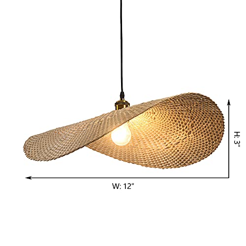 Niuyao Vintage Pendant Light Wood Lotus Leaf Suspension Lighting Simplicity Chandelier Single Bamboo Style Lamp Fixture Indoor Decoration -12" #TOP4