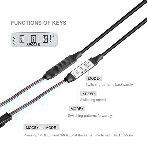 Image of BTF-LIGHTING WS2811 WS2812B SK6812RGB(NOT RGBW) Addressable RGB LED Light Portable 3Keys Mini USB SP002E Controller 600 Pixels DC5V