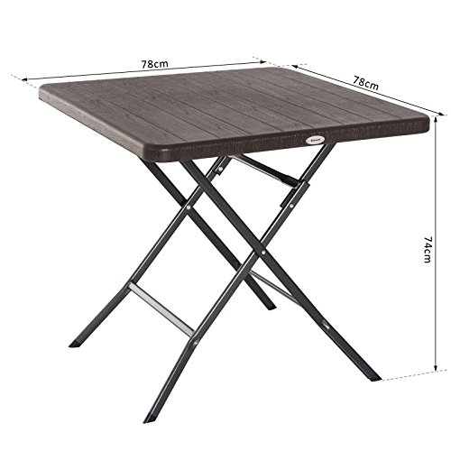 Outsunny Gartentisch Klapptisch Campingtisch Holz-Optik klappbar Kunststoff Braun 78x78x74cm – Bild 7