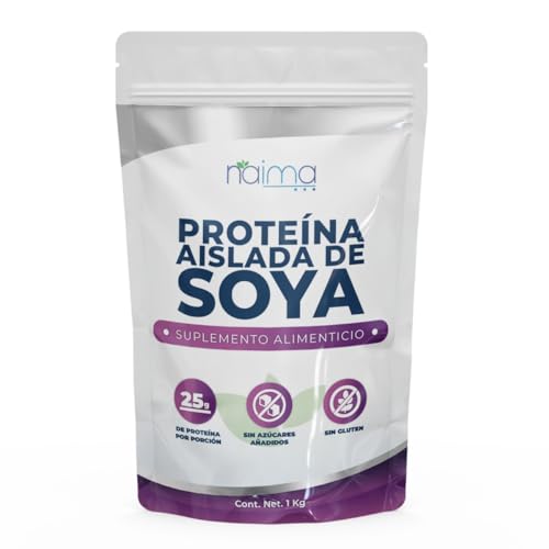 Proteínas, NAIMA Proteína Aislada de Soya, 1 kg | Suplemento Alimenticio 100% Natural, Sin Rellenos ni Aditivos | Proteína Vegana, Baja en Carbohidratos y Grasas, Libre...
