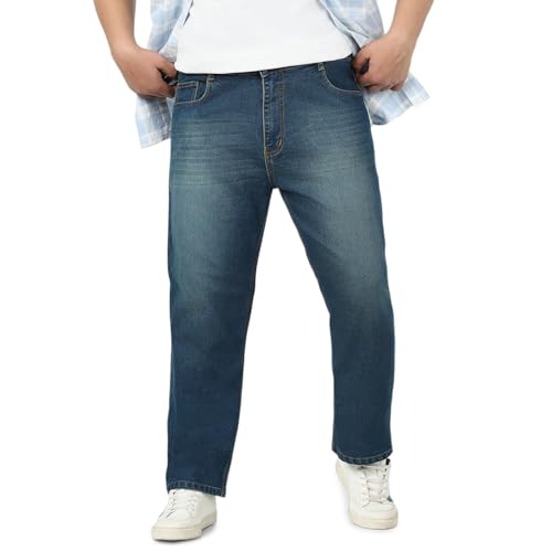 Image of Urbano Plus Men's Straight Fit Mid Rise Washed Jeans Stretchable