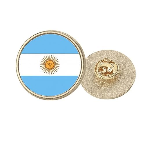 Broche argentine ronde en métal doré de taille M pour veste