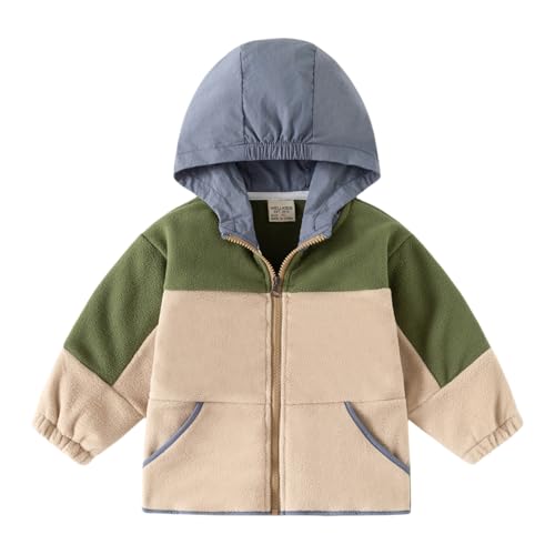 Irsutey Toddler Boys Girls Polar Fleece Jacket Color Block Hoodies Winter Thick Warm Outerwear
