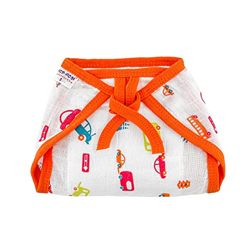 Image of Washable Cotton Muslin U-Shape Lace Nappy, Langot for Newborn Baby, Soft, Reusable, Comfortable Baby Diapers (Pack of 5, Traffic Print, 9-12 Months) -