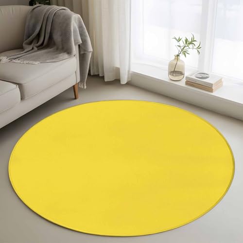 Tapete Redondo Amarillo 4ft para Sala y Dormitorio miniatura 2