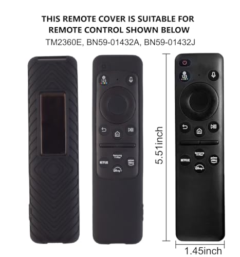 Image of Silicone TV Remote Cover Compatible with Samsung Smart TV Remote 2023 BN59-01432G BN59-01432A (Samsung Smart TV 2023 Model Solar Remote Cover - Style 3, Black)