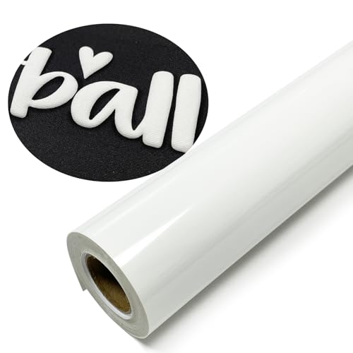 Yiwloer White Puff Vinyl Heat Transfer - 12 'x 8ft 3D Puff HTV Vinyl,...