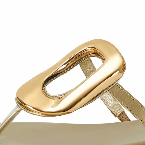 Image of Wnshonzy Flip-Flops for Women Thong Sandals Flat Slip on Slides Beach Comfort Open Square Toe Ladies Slipper Dressy Metal Hardware Decoration Summer Shoes Casual Fashion