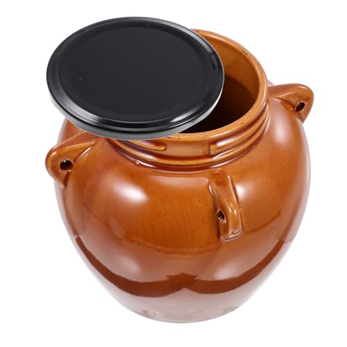 GARVALON Barattolo per Sottaceti in Ceramica da 1 Kg con Coperchio Sigillante Contenitore per Alimenti per Casa e Ristorante Vaso per Conserve e Sottaceti in Ceramica