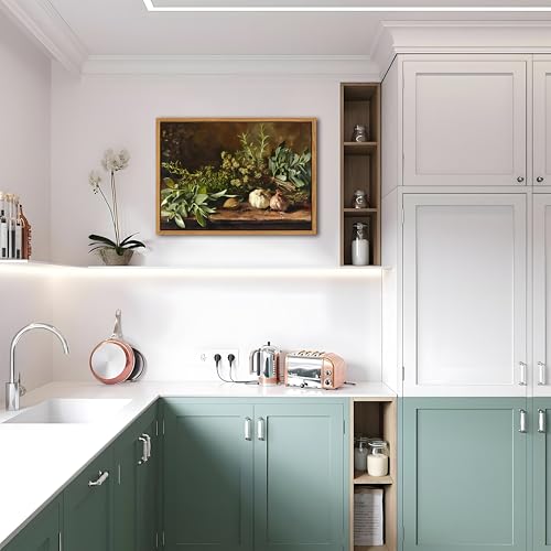 SAMHOU Floating Framed Canvas Wall Art, Vintage Aesthetic Kitchen Wall Decor, Nature Botanical Poster Prints for Farmhouse Living Room Dining Room Bedroom Home Decor 12x16 inch - Image 3