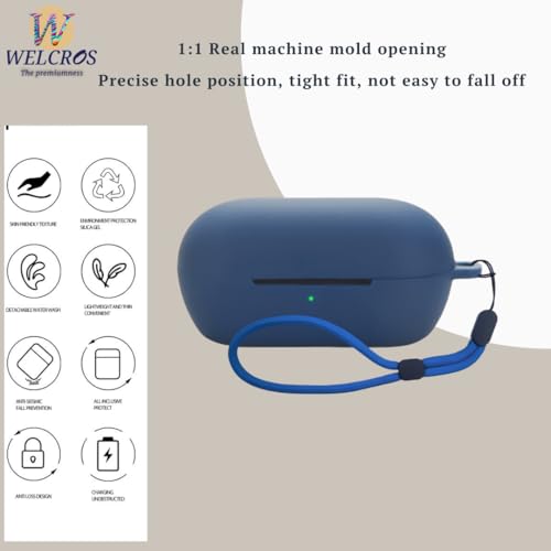 Image of WELCROS Soft Silicone Case Cover for Sony WF-C710N | C710NSA with Lanyard (Blue)