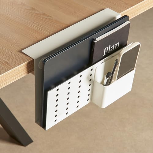 Base vertical para laptop con almacenamiento lateral blanco