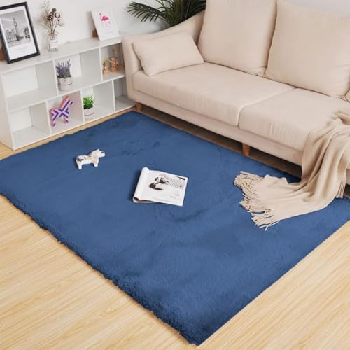 Image of Rabbit Fur Area Rug 6x8 Ft | Super Soft Plush Carpet with Anti-Slip Backing | Washable Luxury Rug for Bedroom, Living Room & Home Decor