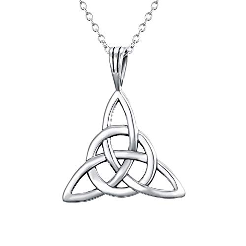 FANZE Women's 925 Sterling Silver Irish Celtic Knot Triquetra Trinity Knot Timeless Geometric Pendant Necklace