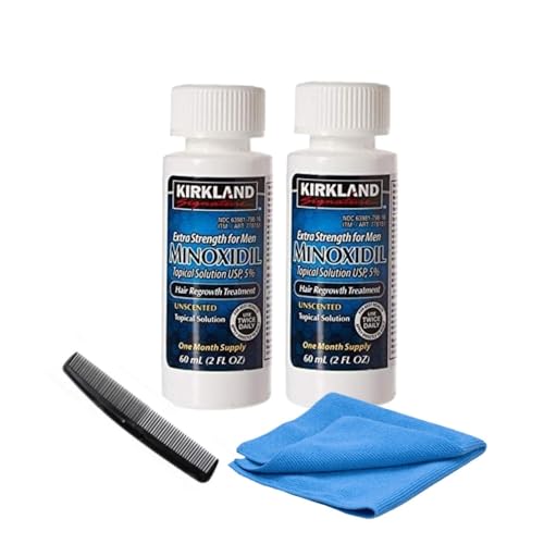 4K Logistics Minoxidil Liquid Extra Strength Hair Regrowth Treatment for Men 5% Topical Solution 2 Months Supply - Comb and Microfiber Cloth Included - Dermatologist Recommended by