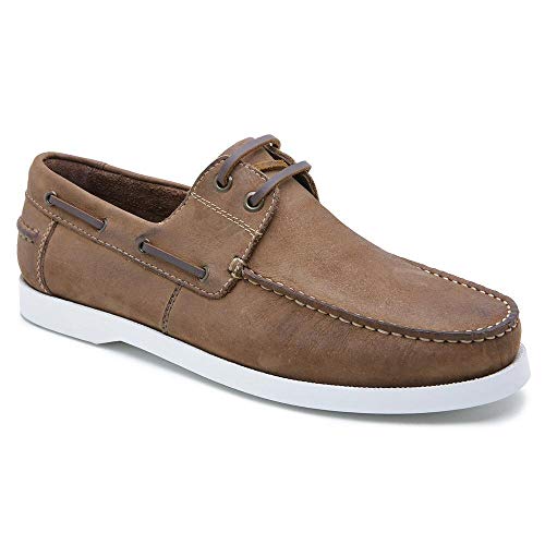 Mocassim Dockside Masculino Couro Cadarço Casual Dia a Dia Café 43