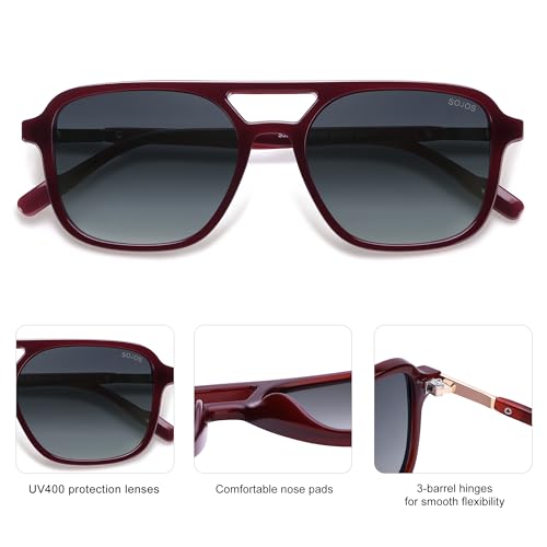 Image of SOJOS Retro Aviator Sunglasses for Women Men,Trendy Rectangle Womens Mens Shades Sun Glasses SJ2202