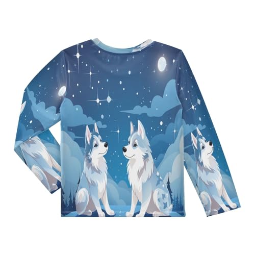 Boys Rash Guard Swim Shirt Long Sleeve UPF+ 50 Sun Shirts Quick Dry Shirt White Siberian Husky for Toddler Kids2
