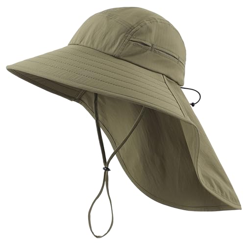 Image of Home Prefer UPF 80+ Sun Hat for Men Women Wide Brim Sun Hat with Neck Flap Summer Beach UV Protection Gardening Fishing Hat