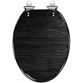Elongated Toilet Seat Black textured Resin Toilet Seat Slow Quiet Close Lid with Quick-Release Hinges Cover Bumpers Easy to Clean Install