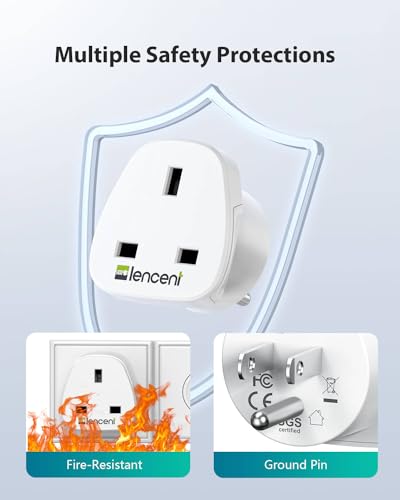 LENCENT UK to US America Plug Adapter, 2 Pack Grounded USA Visitors Travel Converter, Converts All Type G Plugs from United Kingdom UK Singapore Malaysia UAE Ireland Malta Hongkong and etc. (Type B) - Image 5