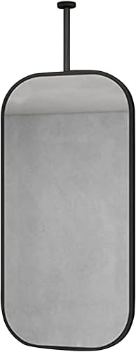 DMCHENGMA Espejo cuadrado colgante de techo con marco de metal, espejos decorativos de tocador de pared para baño, espejo colgante de pluma de metal