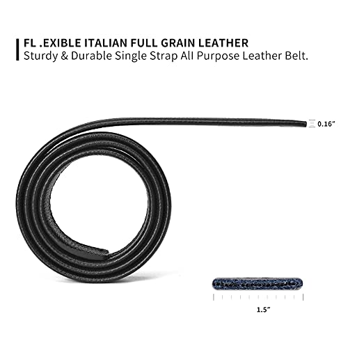 Arimia Fashion Mens Real Leather Ratchet Belt Black Adjustable Length Full Grain Soft Genuine Cowhide Strap 1.5 Inch Wide thumb #3