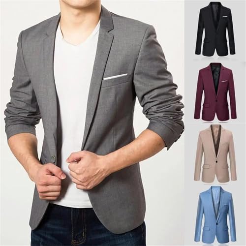 Men's Blazer Solid Color Notched Lapel Single Button Casual Lightweight Slim Blazer2