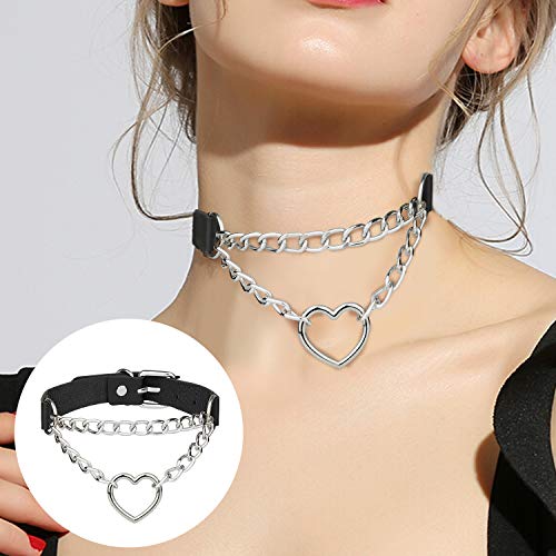 Comius Sharp Ras de Cou Gothique, 4 Pièces Tour de Cou en Cuir Tour de Cou Punk Ensemble de Collier en Cuir PU Réglable – Image 4