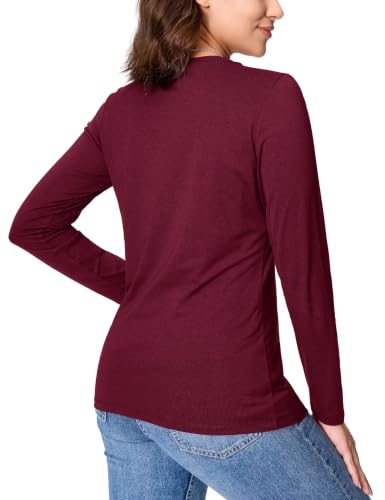 Image of YUCOLEN Long Sleeve Shirts for Women Cotton Crew Neck Casual Tops Fall