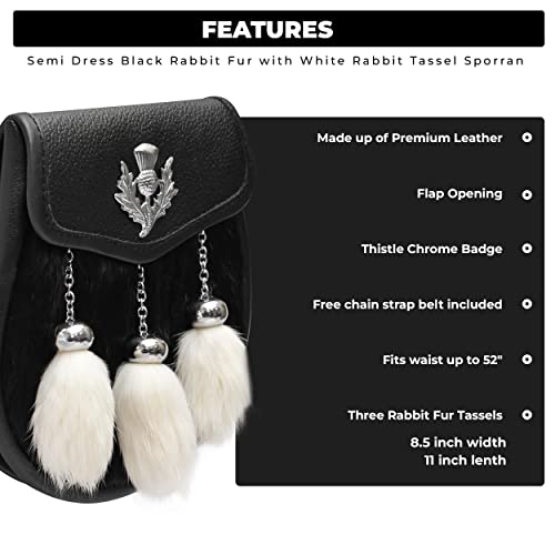 HIGHLAND REDSTONE Scottish Kilt Semi Dress Real leather Sporran3